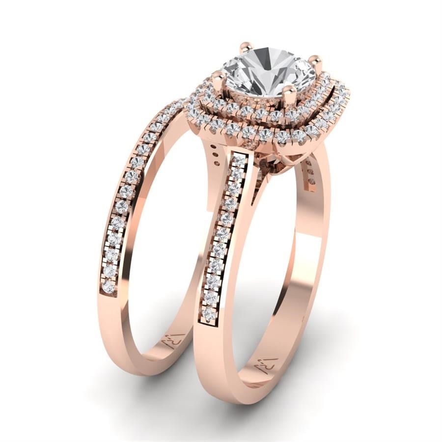 Solitaires Rayonne Argent Plaqué Or Rose Oxyde de zirconium 1.27 ct