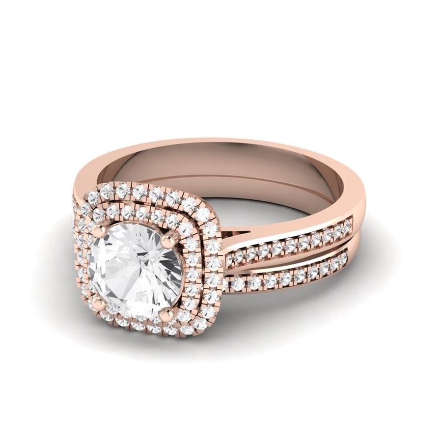 Solitaires Rayonne Argent Plaqué Or Rose Diamant 1.27 ct