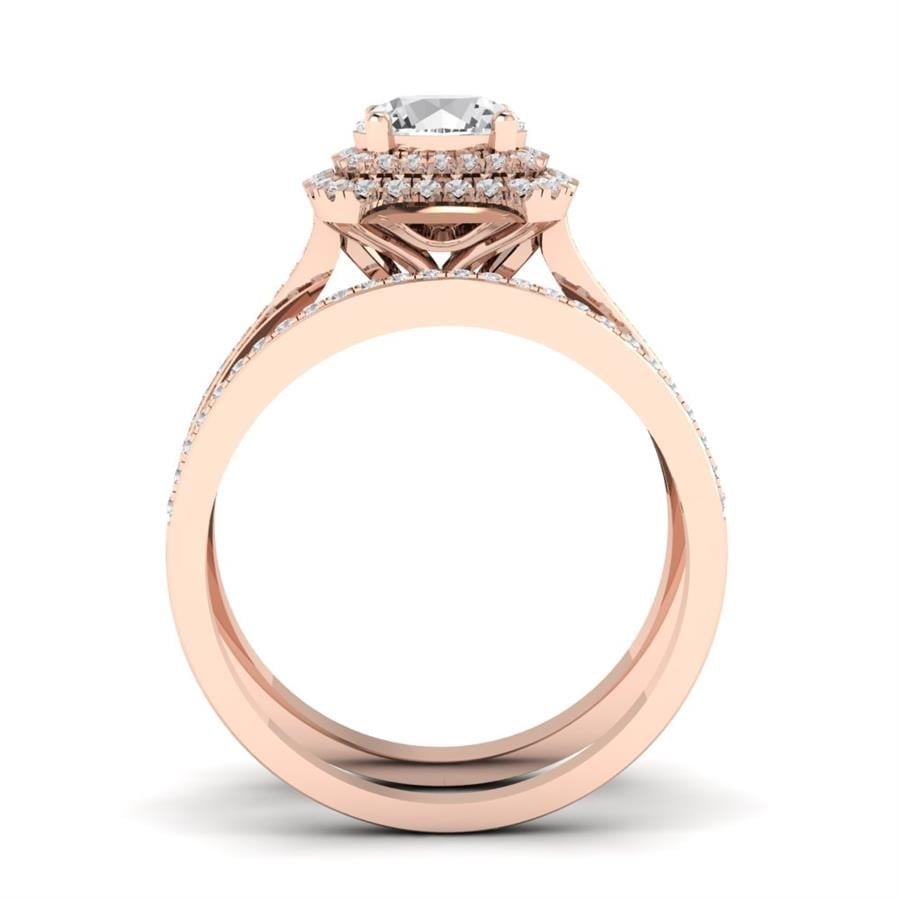 Solitaires Rayonne Argent Plaqué Or Rose Diamant 1.27 ct