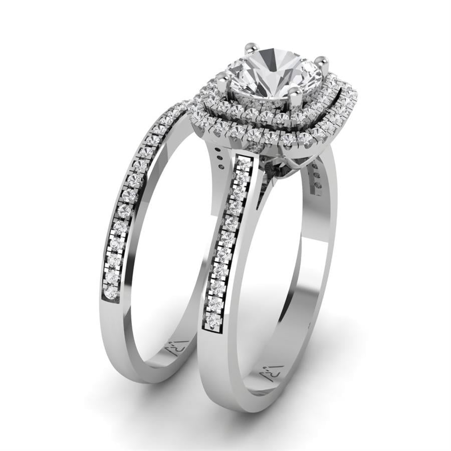 Solitaires Rayonne Argent Rhodié Blanc Oxyde de zirconium 1.27 ct