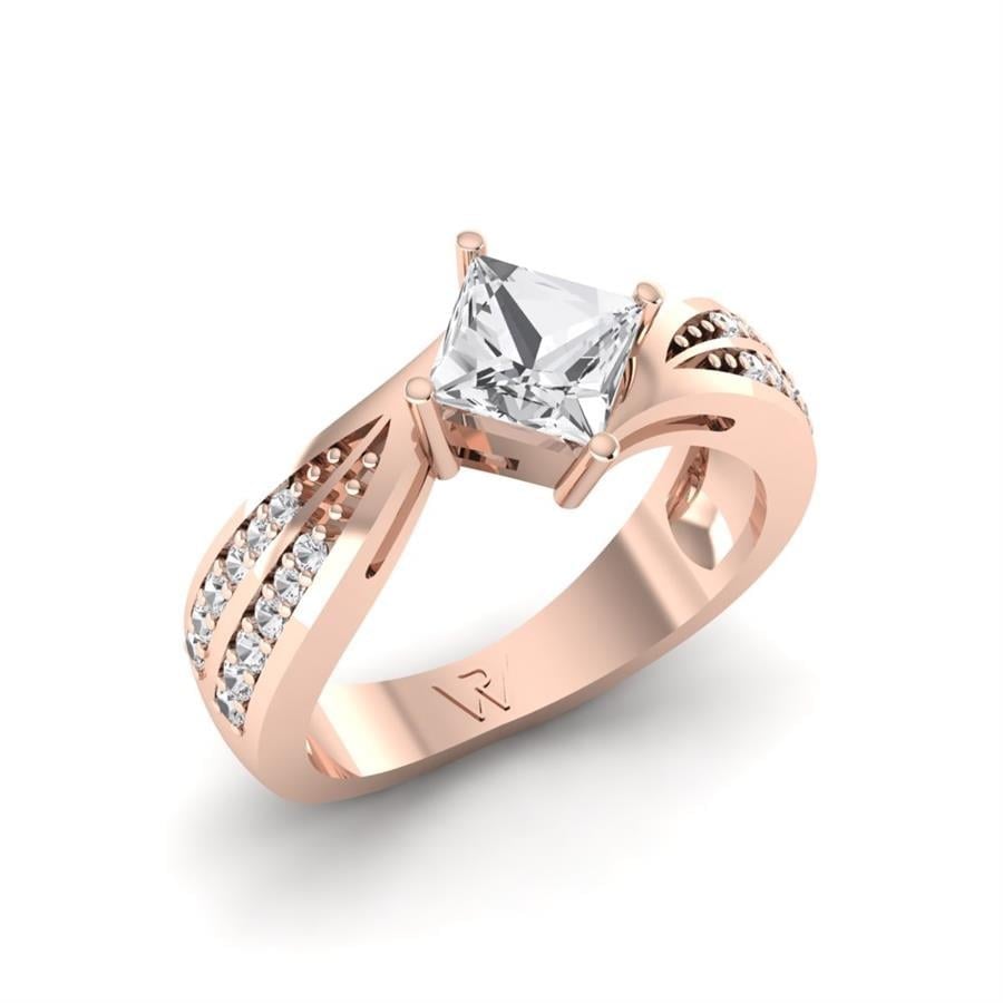 Solitaires Rayonnement Argent Plaqué Or Rose Oxyde de zirconium 1.3 ct