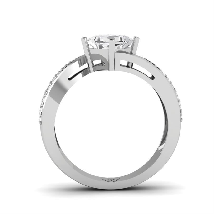 Solitaires Rayonnement Argent Rhodié Blanc Oxyde de zirconium 1.3 ct