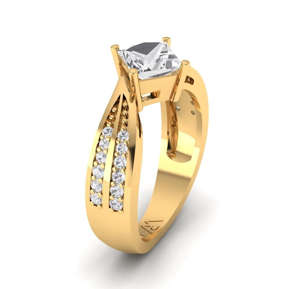 Solitaires Rayonnement Or Jaune Oxyde de zirconium 1.3 ct