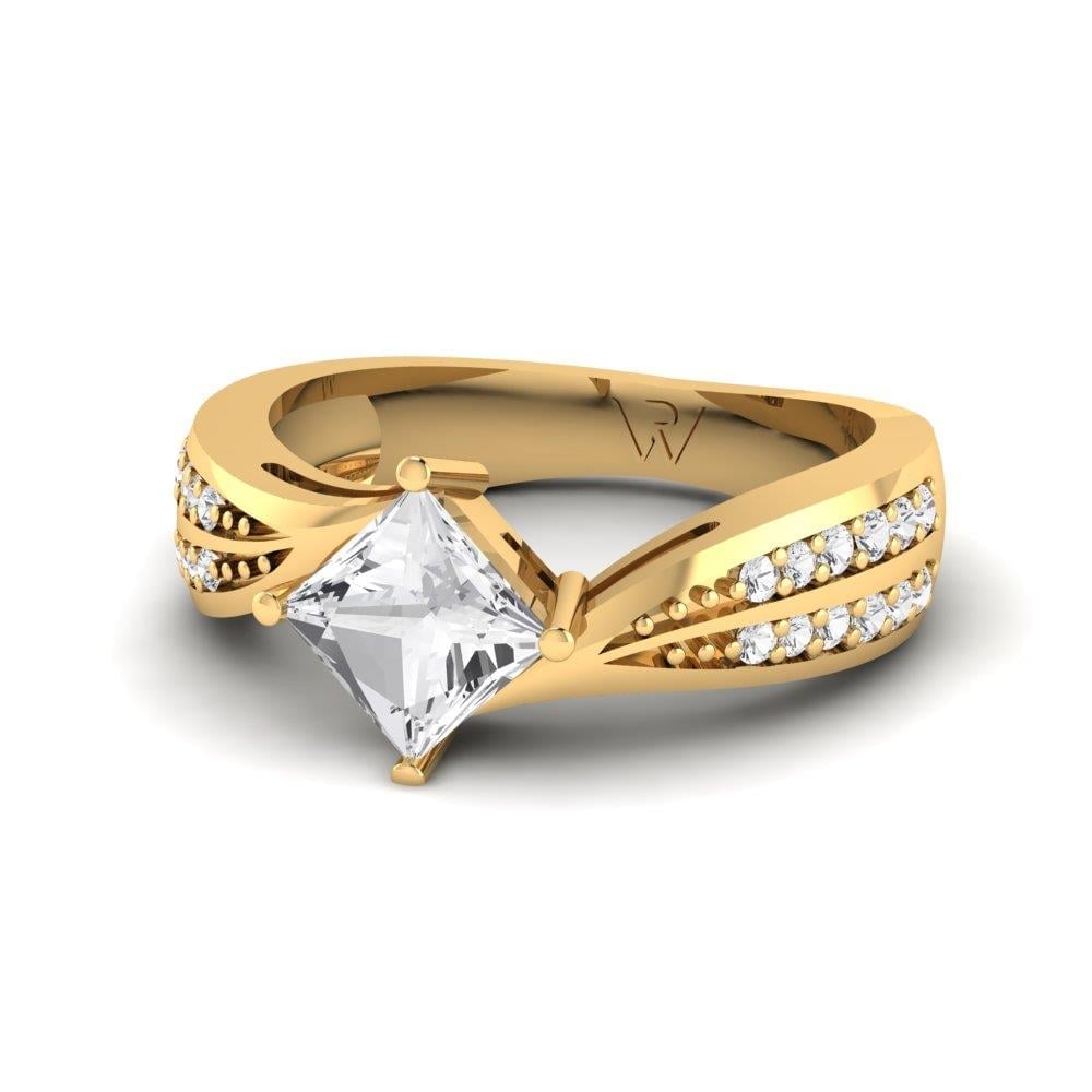 Solitaires Rayonnement Or Jaune Oxyde de zirconium 1.3 ct