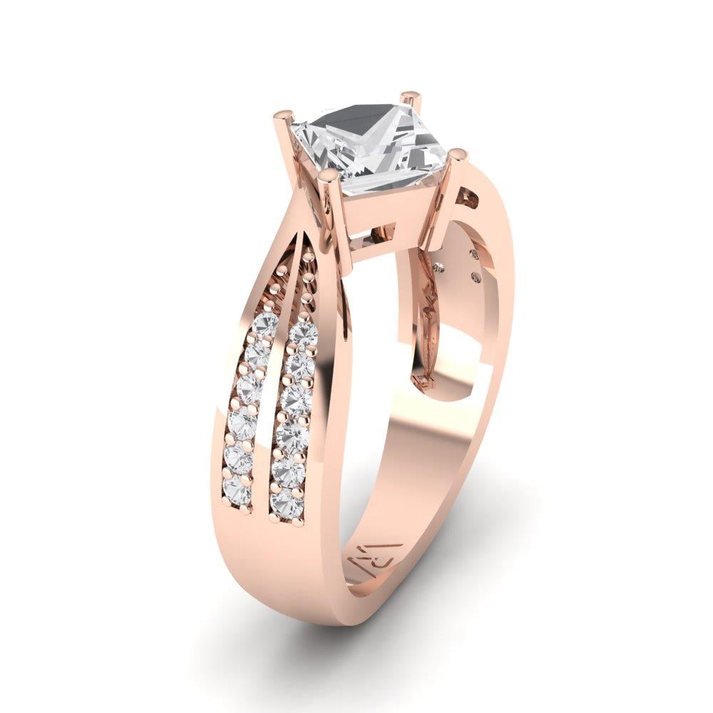 Solitaires Rayonnement Or Rose Oxyde de zirconium 1.3 ct