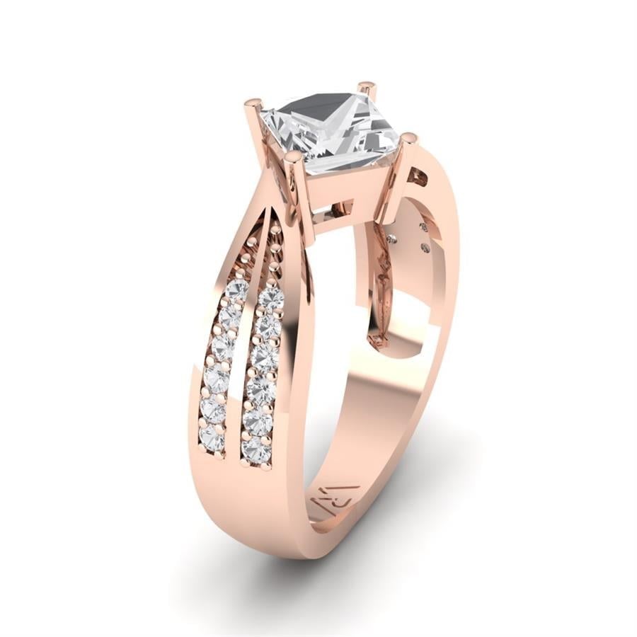Solitaires Rayonnement Or Rose Oxyde de zirconium 1.3 ct