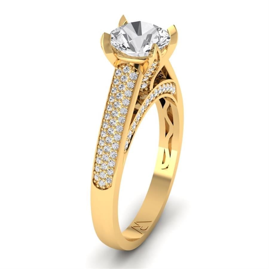 Solitaires Rosa Argent Plaqué Or Jaune Oxyde de zirconium 1.47 ct