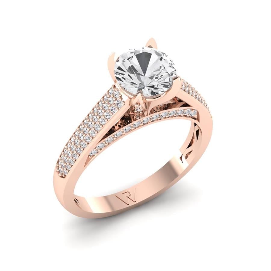 Solitaires Rosa Argent Plaqué Or Rose Diamant 1.47 ct