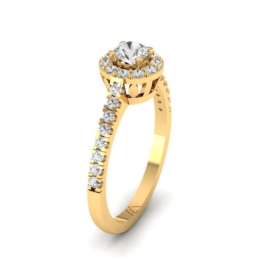 Solitaires Roseline Argent Plaqué Or Jaune Diamant 0.55 ct