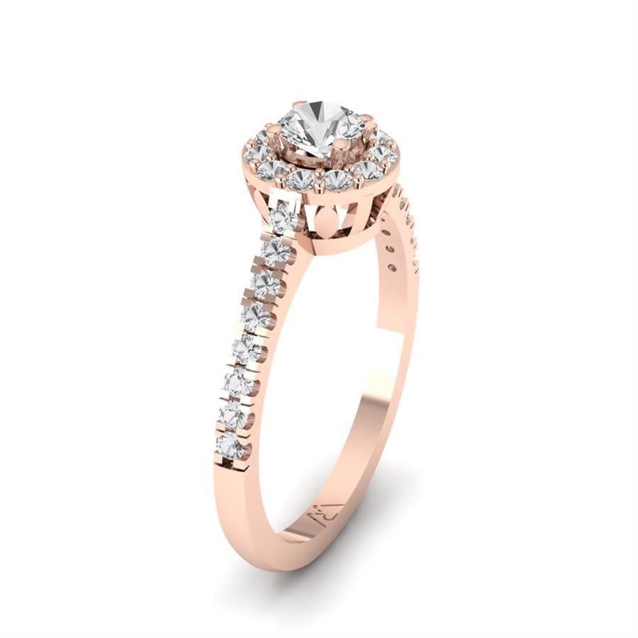 Solitaires Roseline Argent Plaqué Or Rose Oxyde de zirconium 0.55 ct