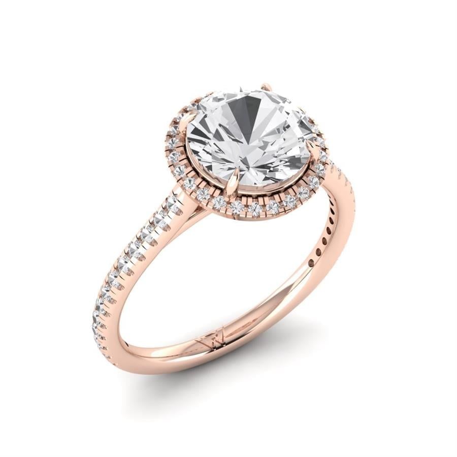 Solitaires Seris Argent Plaqué Or Rose Diamant 2.15 ct