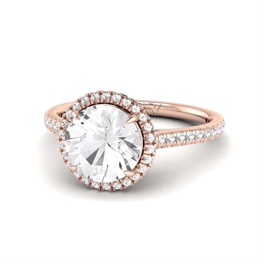 Solitaires Seris Argent Plaqué Or Rose Diamant 2.15 ct