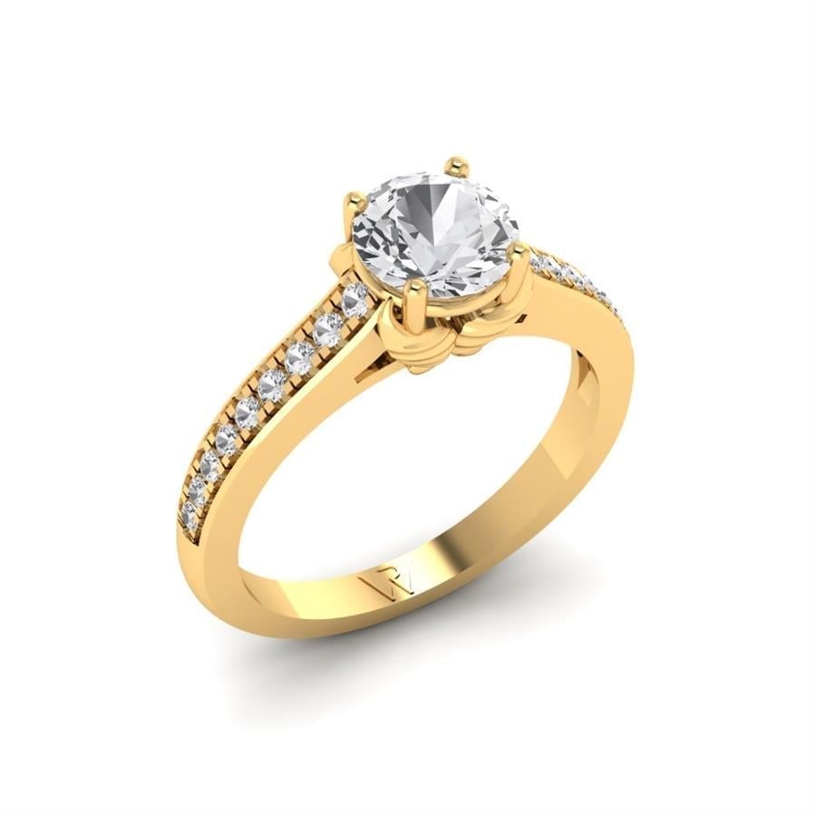 Solitaires Sublime Argent Plaqué Or Jaune Oxyde de zirconium 1.27 ct