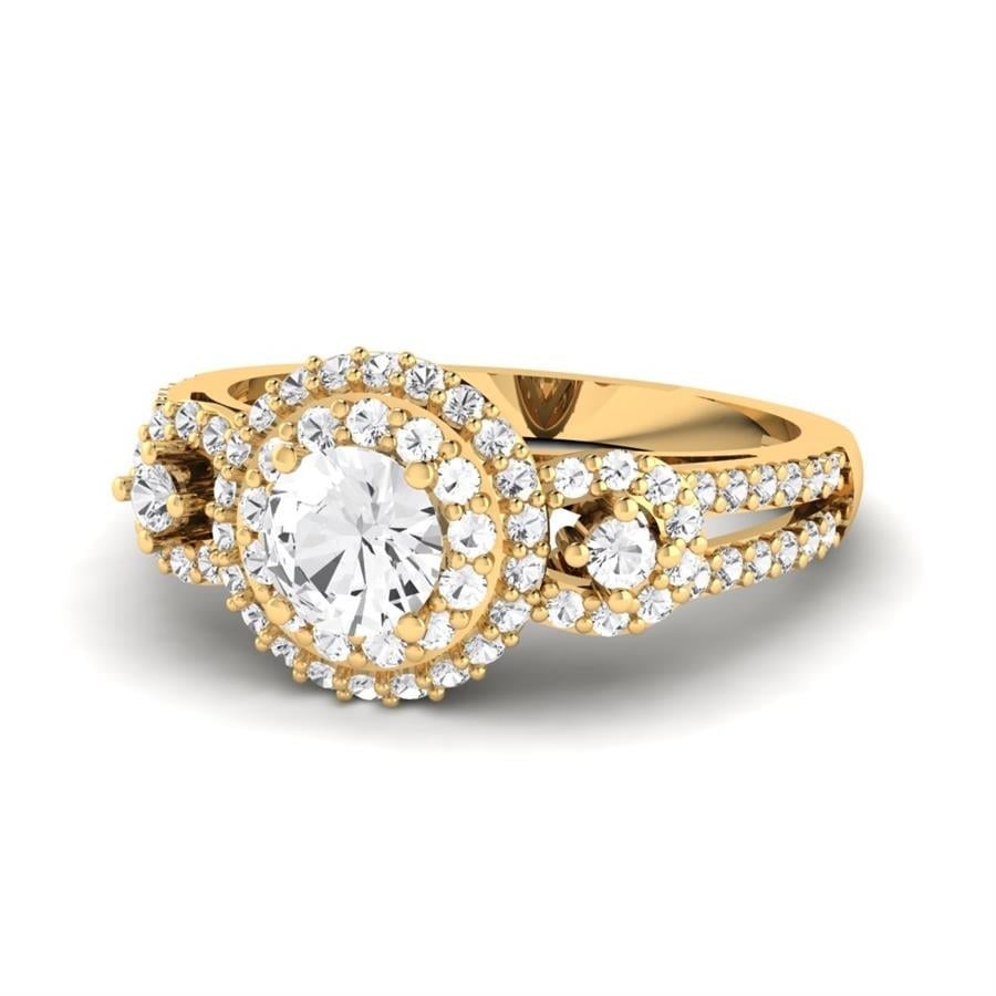 Solitaires Superbe Argent Plaqué Or Jaune Oxyde de zirconium 1.2 ct