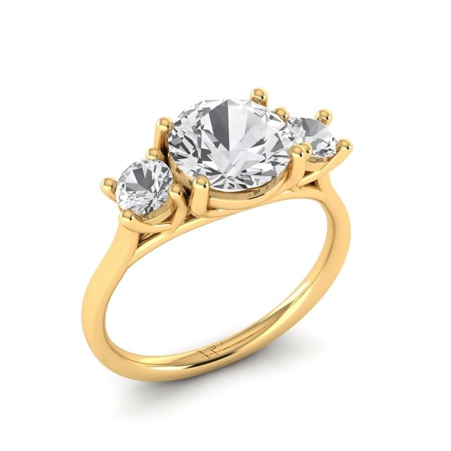 Solitaires Syra Argent Plaqué Or Jaune Diamant 2.4 ct