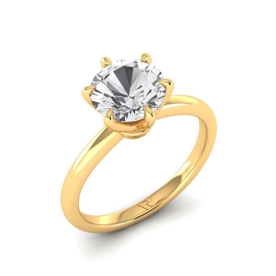 Solitaires Talara Argent Plaqué Or Jaune Diamant de Synthèse 2 ct