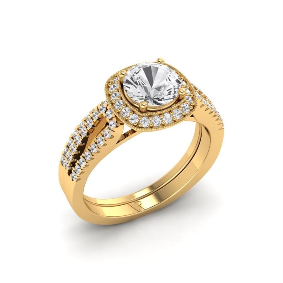 Solitaires Éternelle Argent Plaqué Or Jaune Diamant 1.25 ct