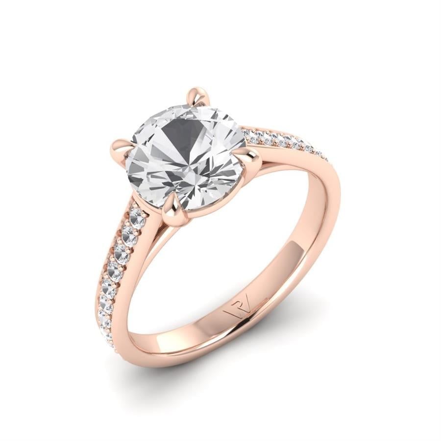 Solitaires Thalen Argent Plaqué Or Rose Oxyde de zirconium 2.30 ct
