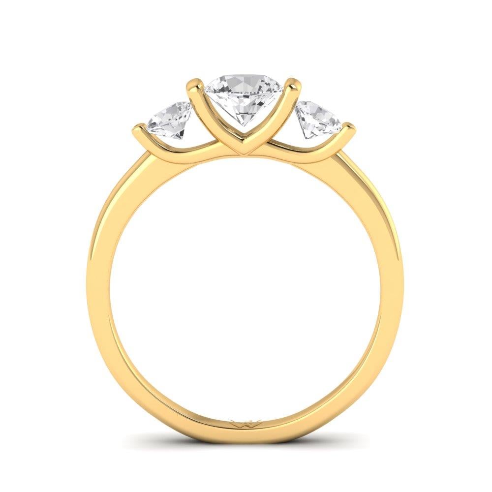 Solitaires Trio Argent Plaqué Or Jaune Oxyde de zirconium 0.9 ct