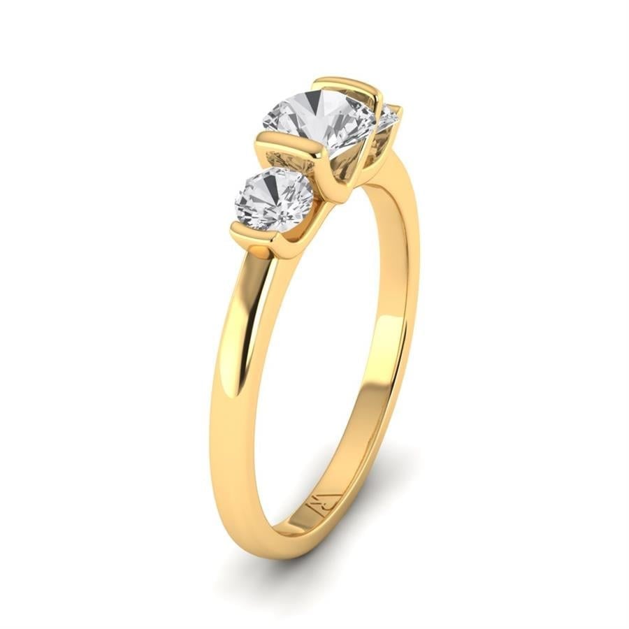 Solitaires Trio Argent Plaqué Or Jaune Diamant 0.9 ct