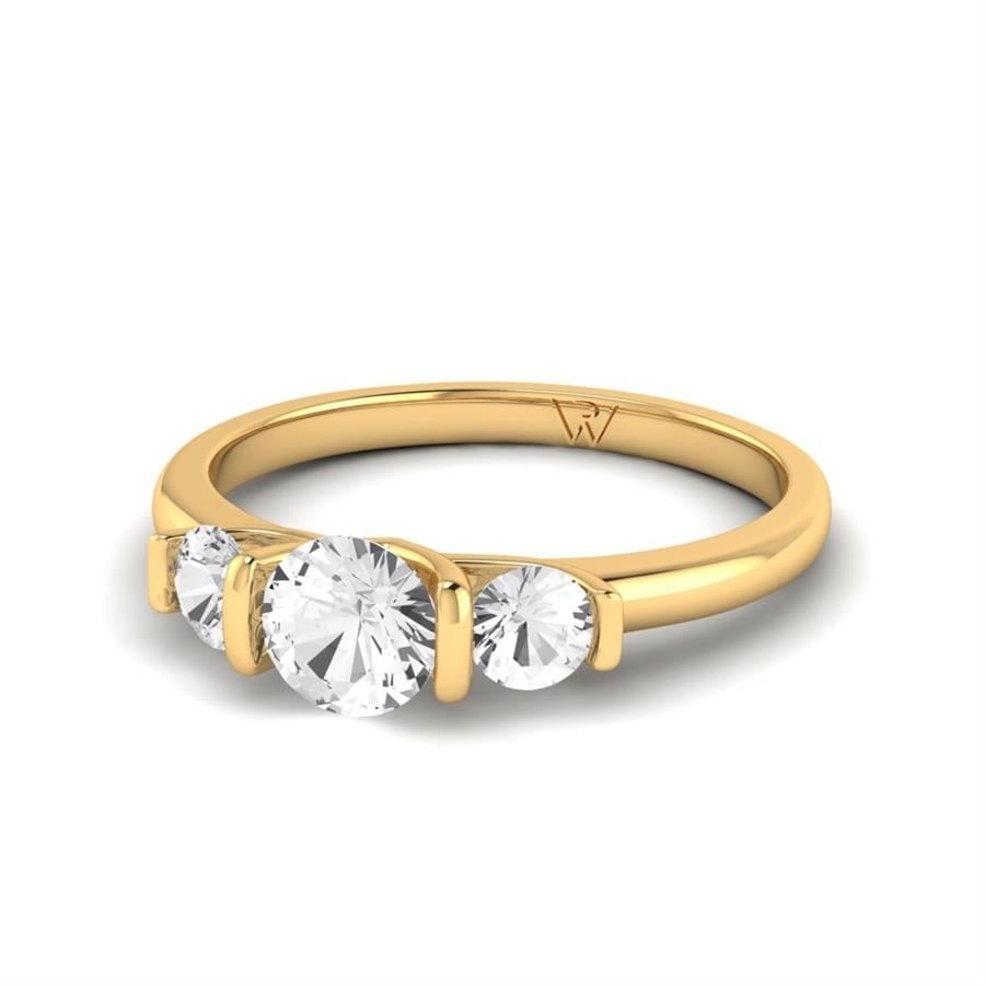 Solitaires Trio Argent Plaqué Or Jaune Oxyde de zirconium 0.9 ct
