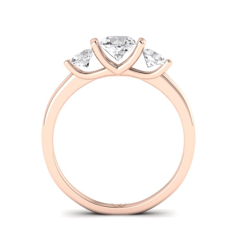 Solitaires Trio Argent Plaqué Or Rose Diamant 0.9 ct