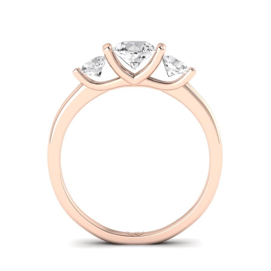 Solitaires Trio Argent Plaqué Or Rose Diamant 0.9 ct