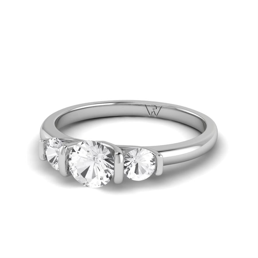 Solitaires Trio Argent Rhodié Blanc Diamant 0.9 ct
