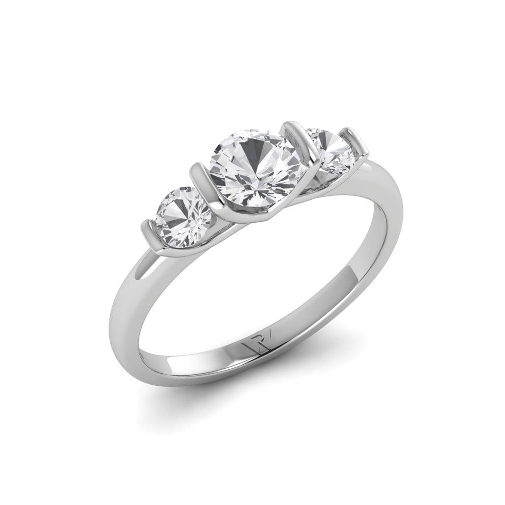 Solitaires Trio Argent Rhodié Blanc Oxyde de zirconium 0.9 ct