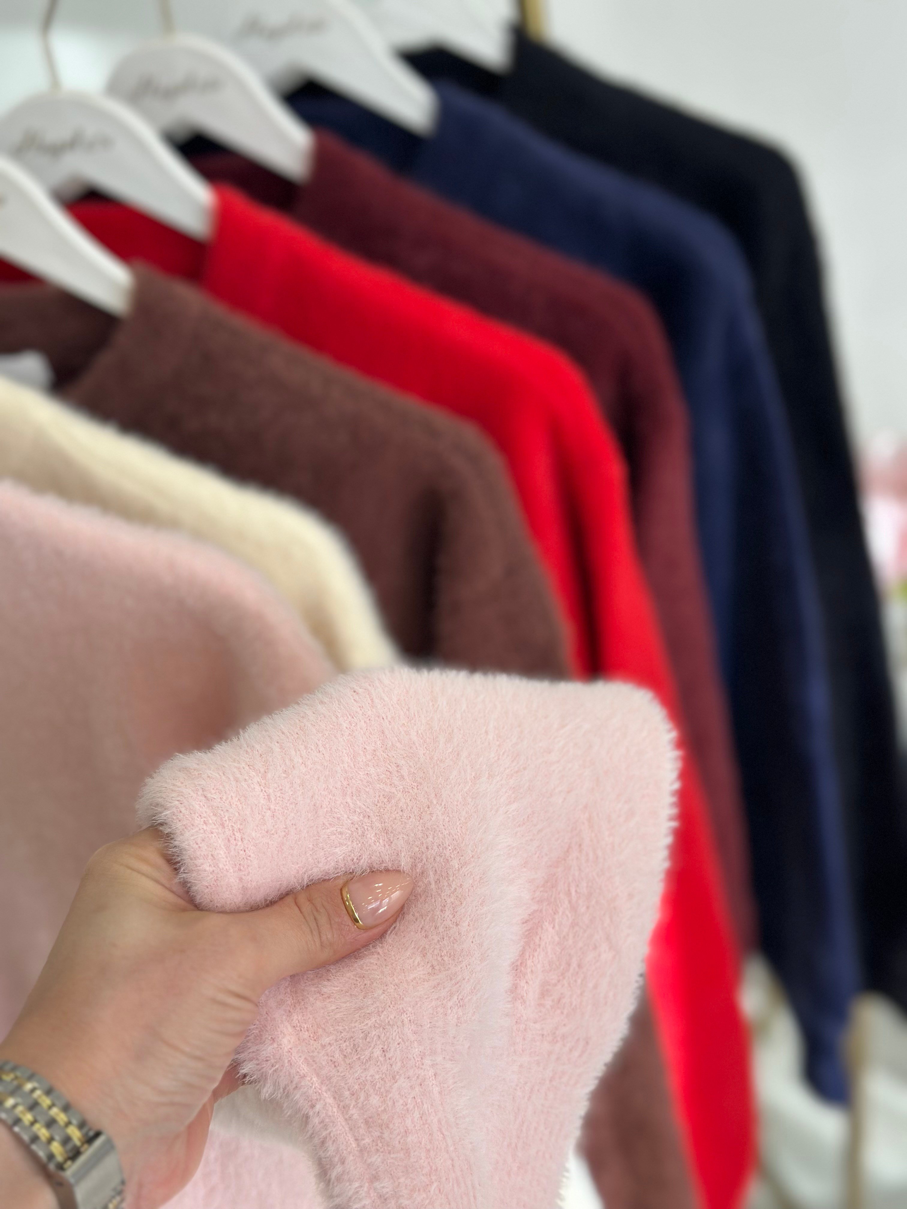 Angora İplik Gold Düğmeli Hırka Pembe