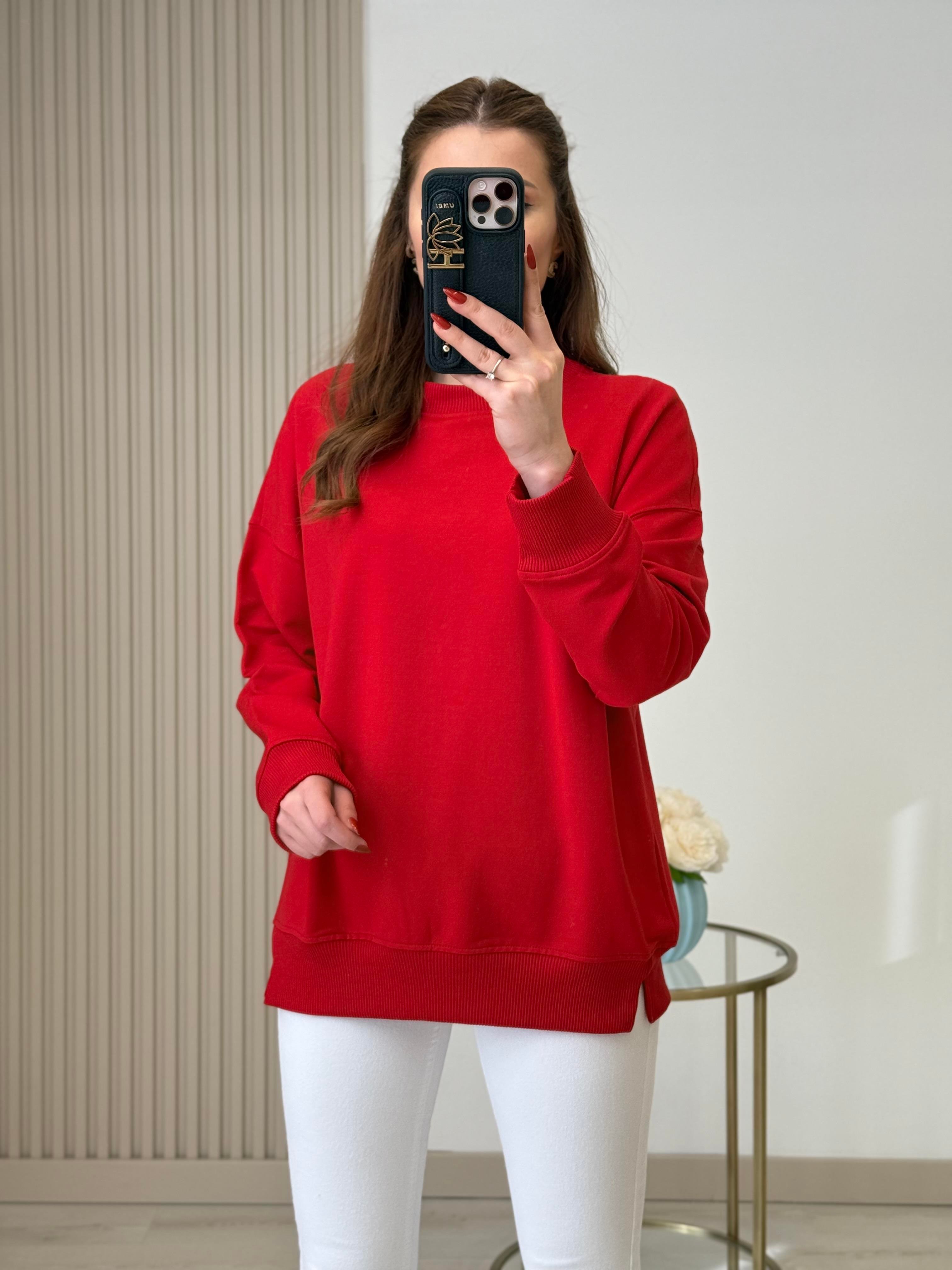 Basıc Sweatshirt Kırmızı
