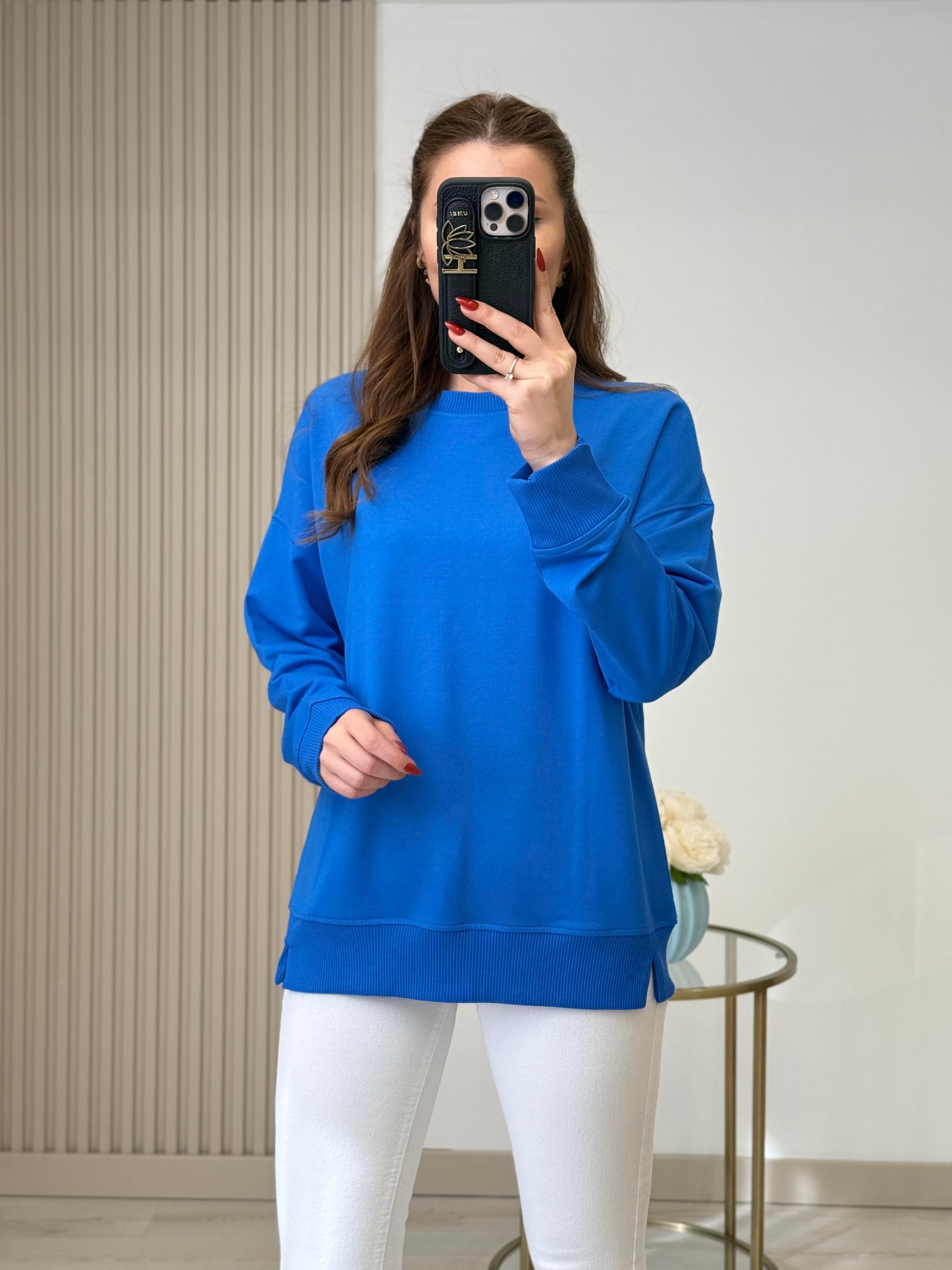 Basıc Sweatshirt Mavi