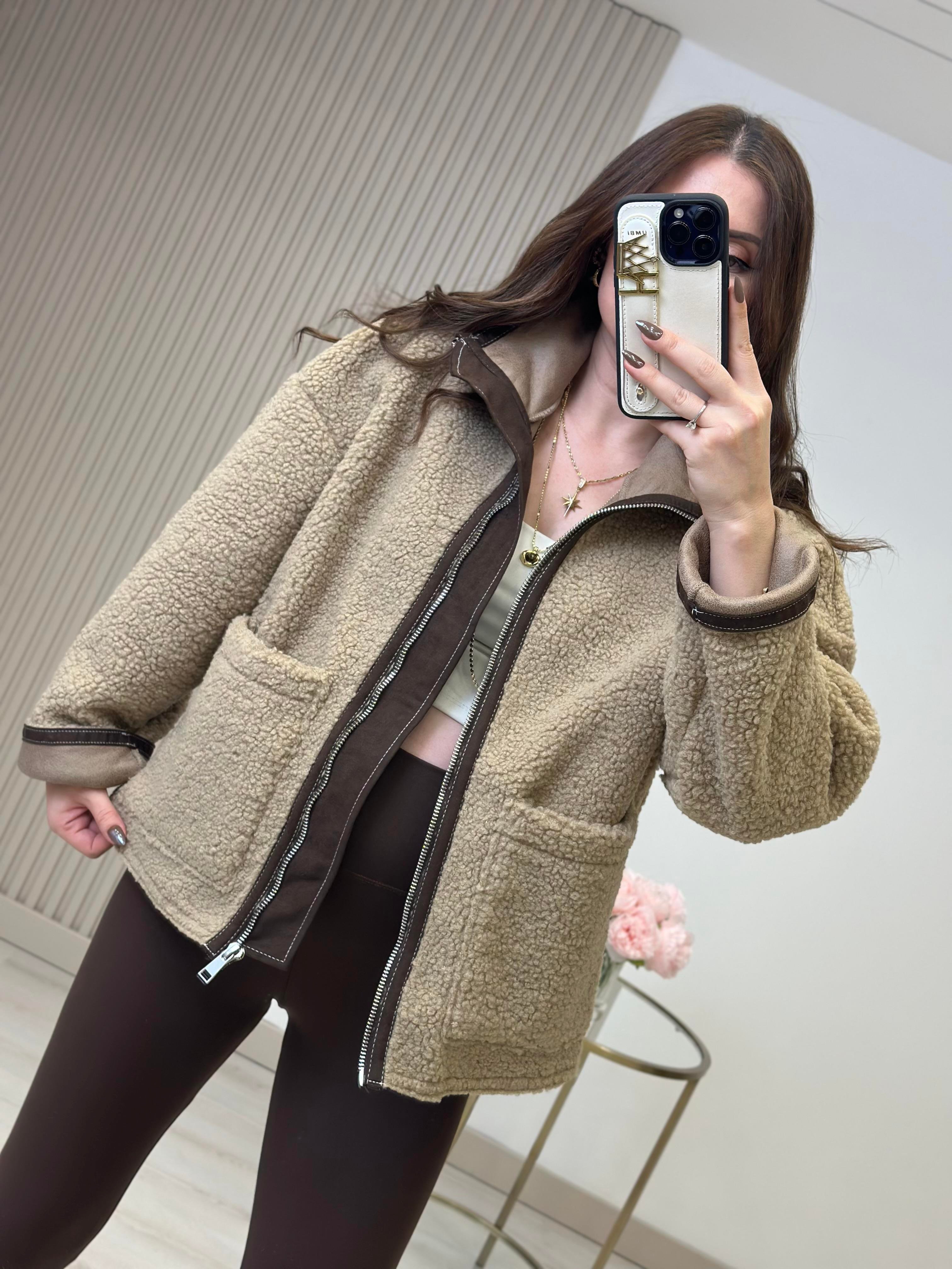 Bej Teddy Kahve Biyeli Mont 