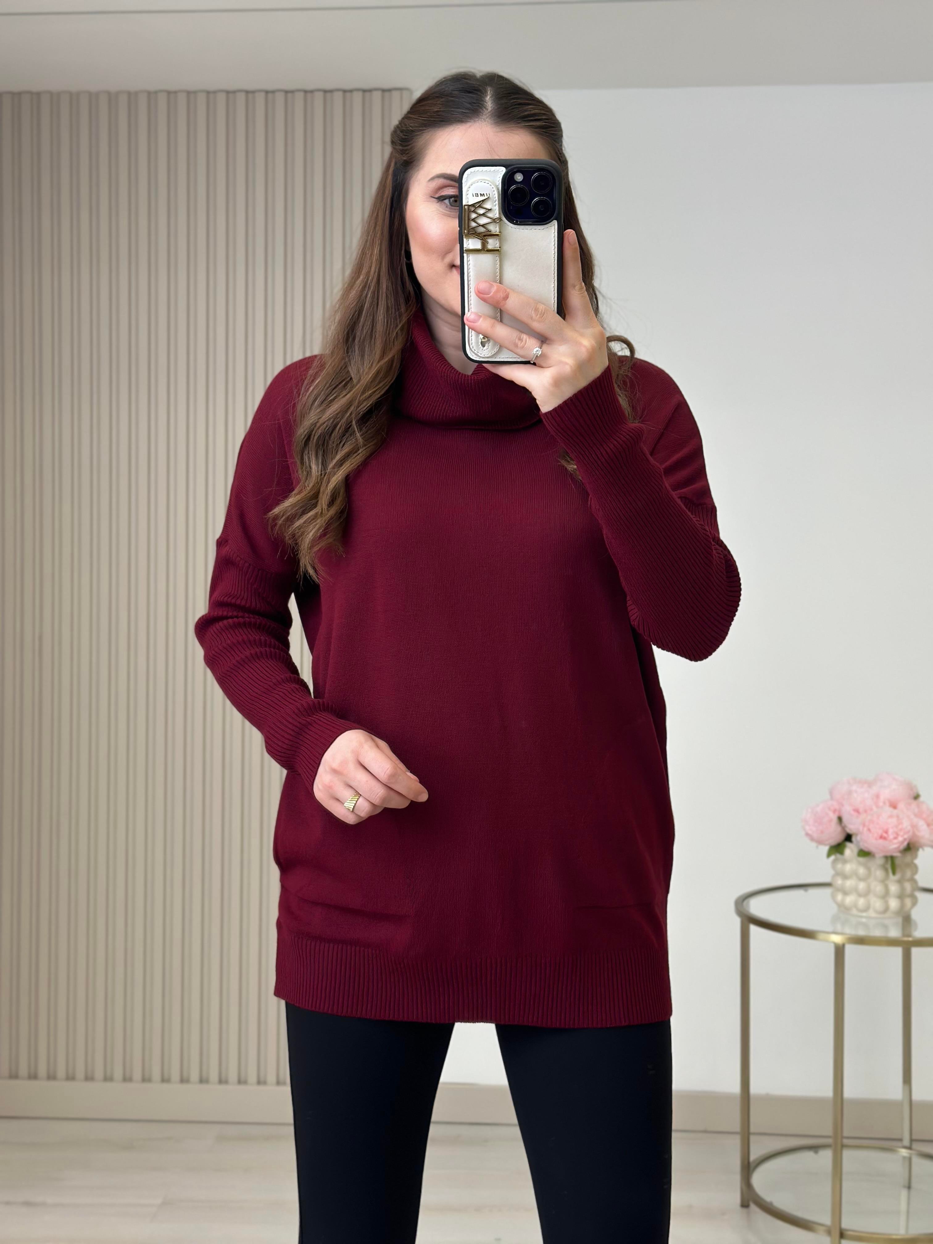 Degaje Yaka Cepli Triko Bordo