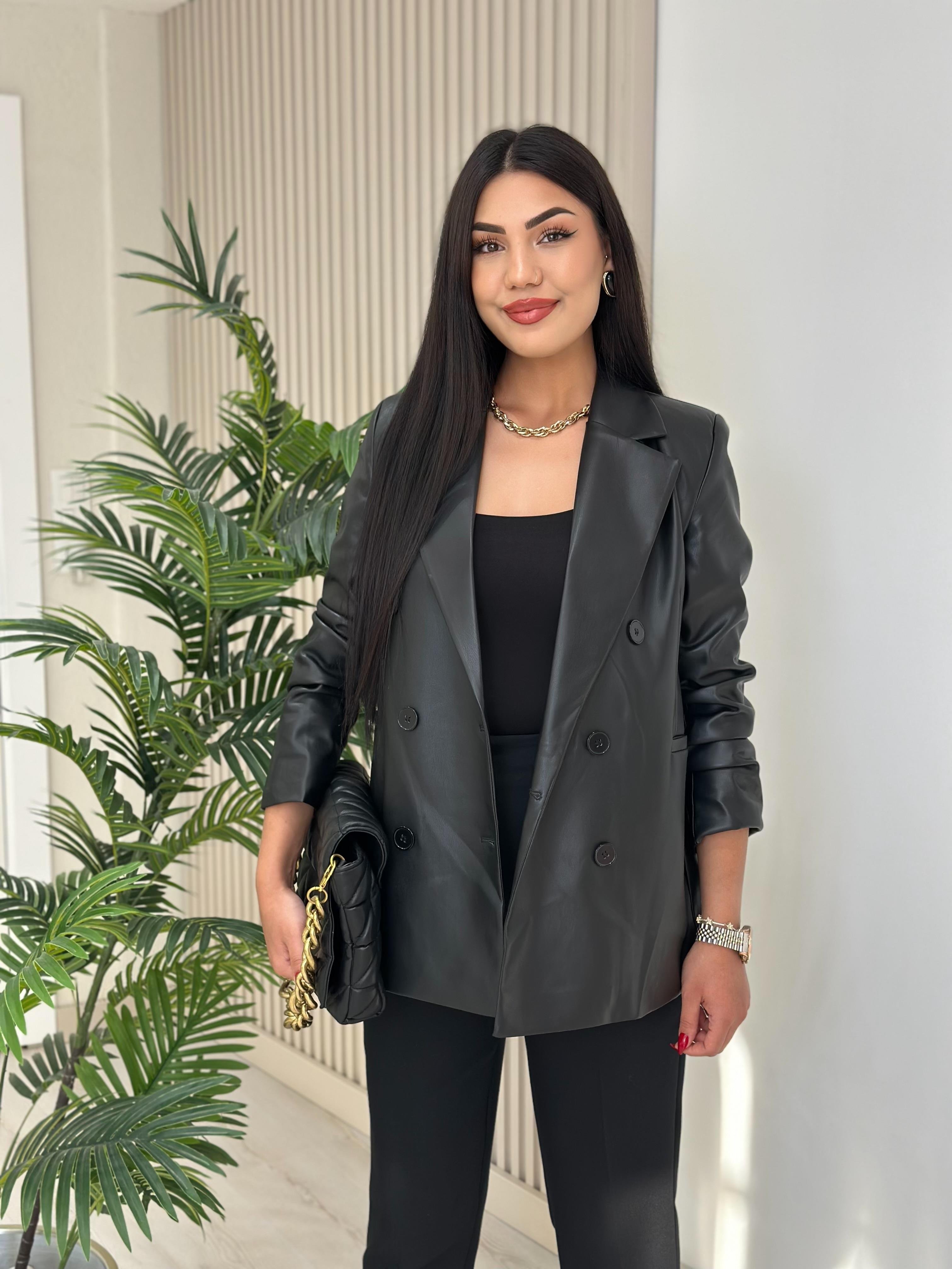 Deri Blazer Ceket Siyah