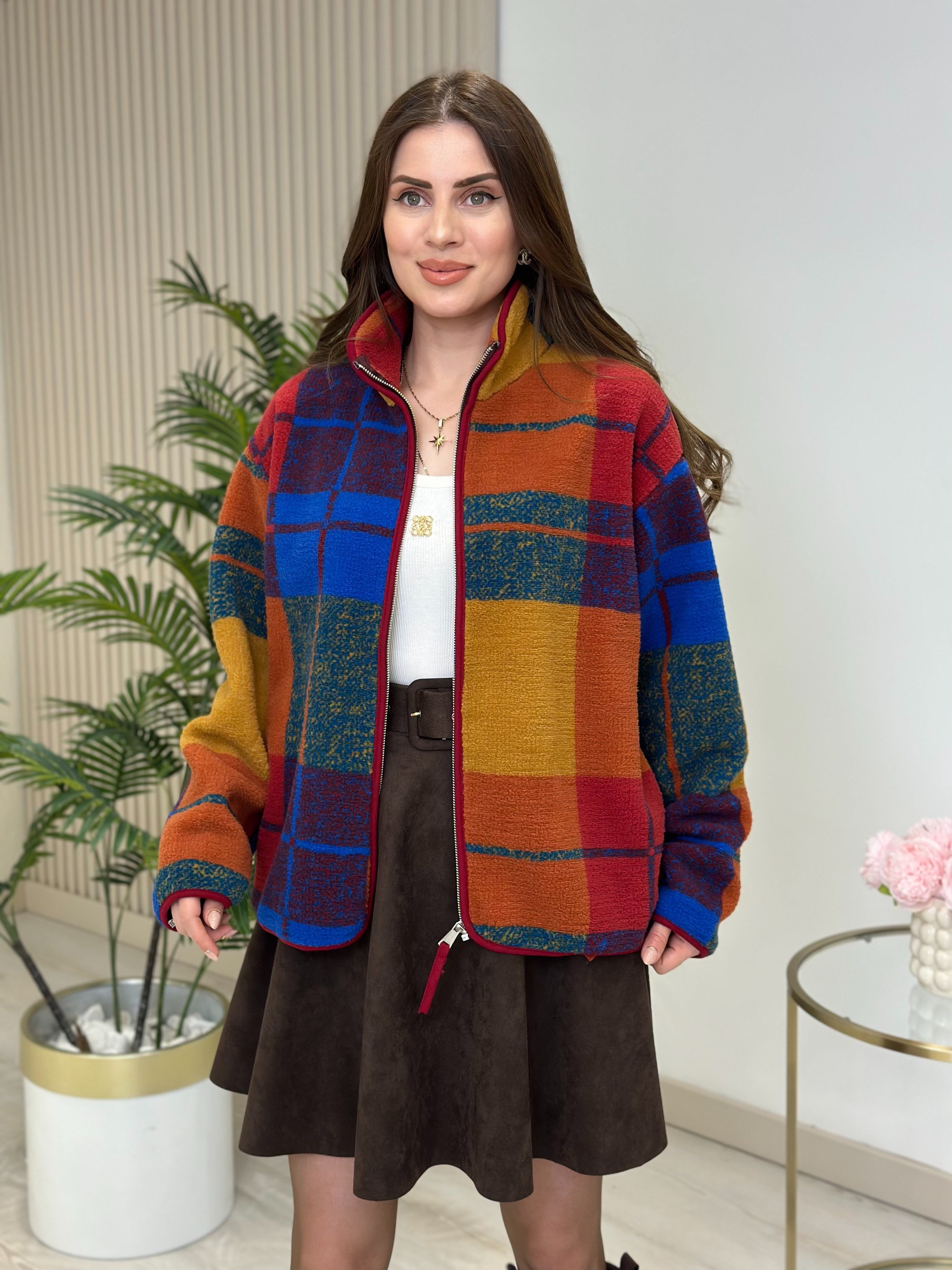 Ekose Desenli Polar Sweatshirt