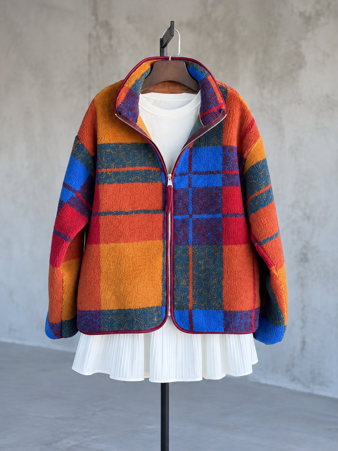 Ekose Desenli Polar Sweatshirt
