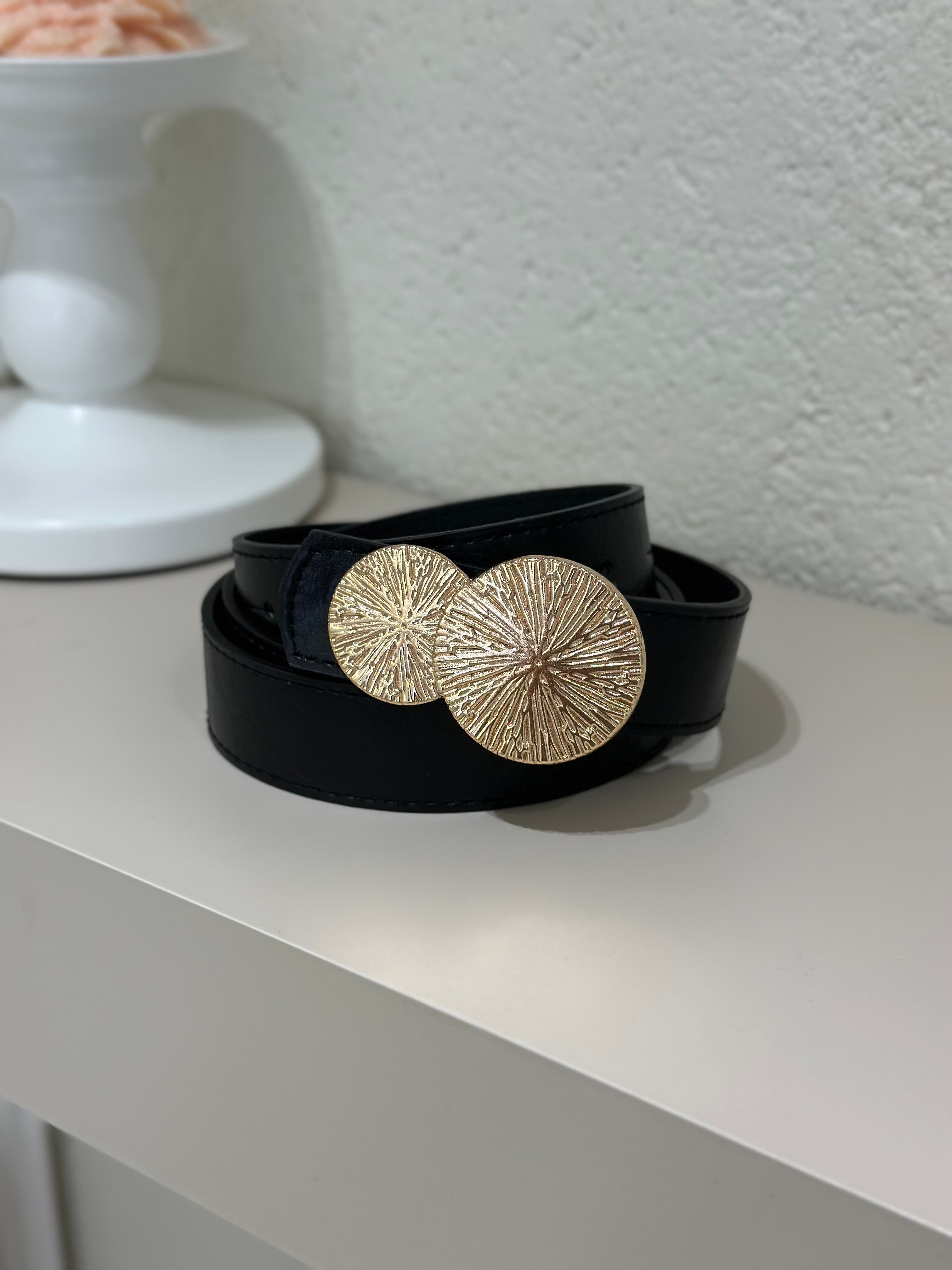 Gold Daire Tokalı Kemer Siyah