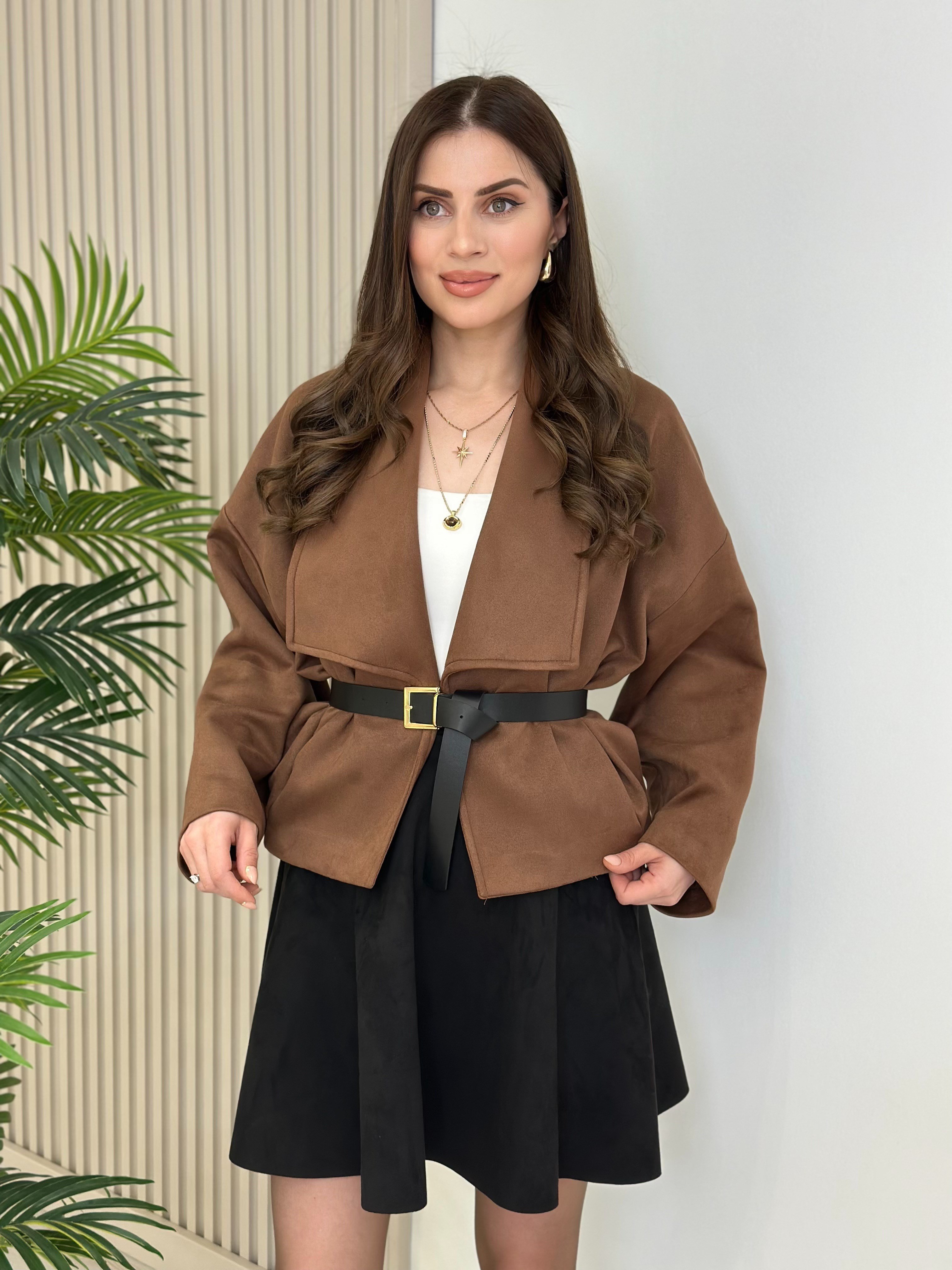 Kemerli Süet Bomber Mont Taba