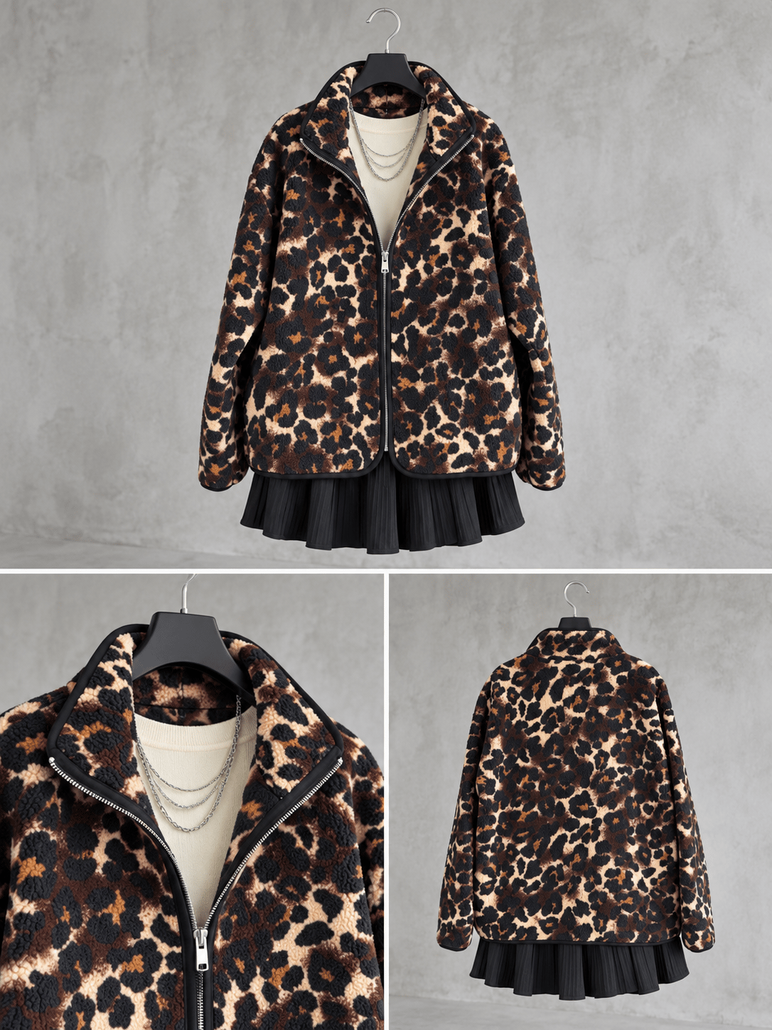 Leopar Desenli Polar Sweatshirt