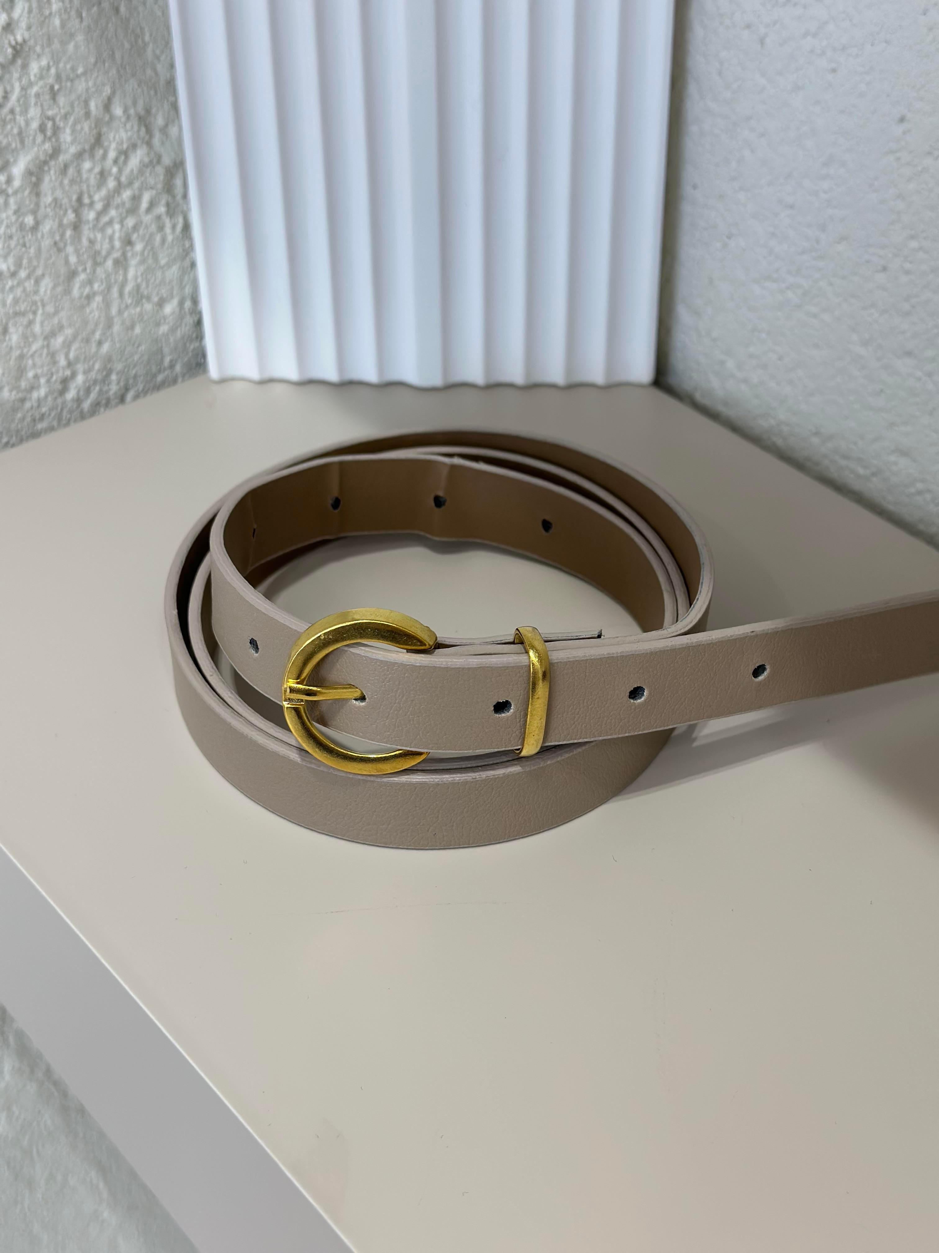 Mini Gold Tokalı Kemer Bej