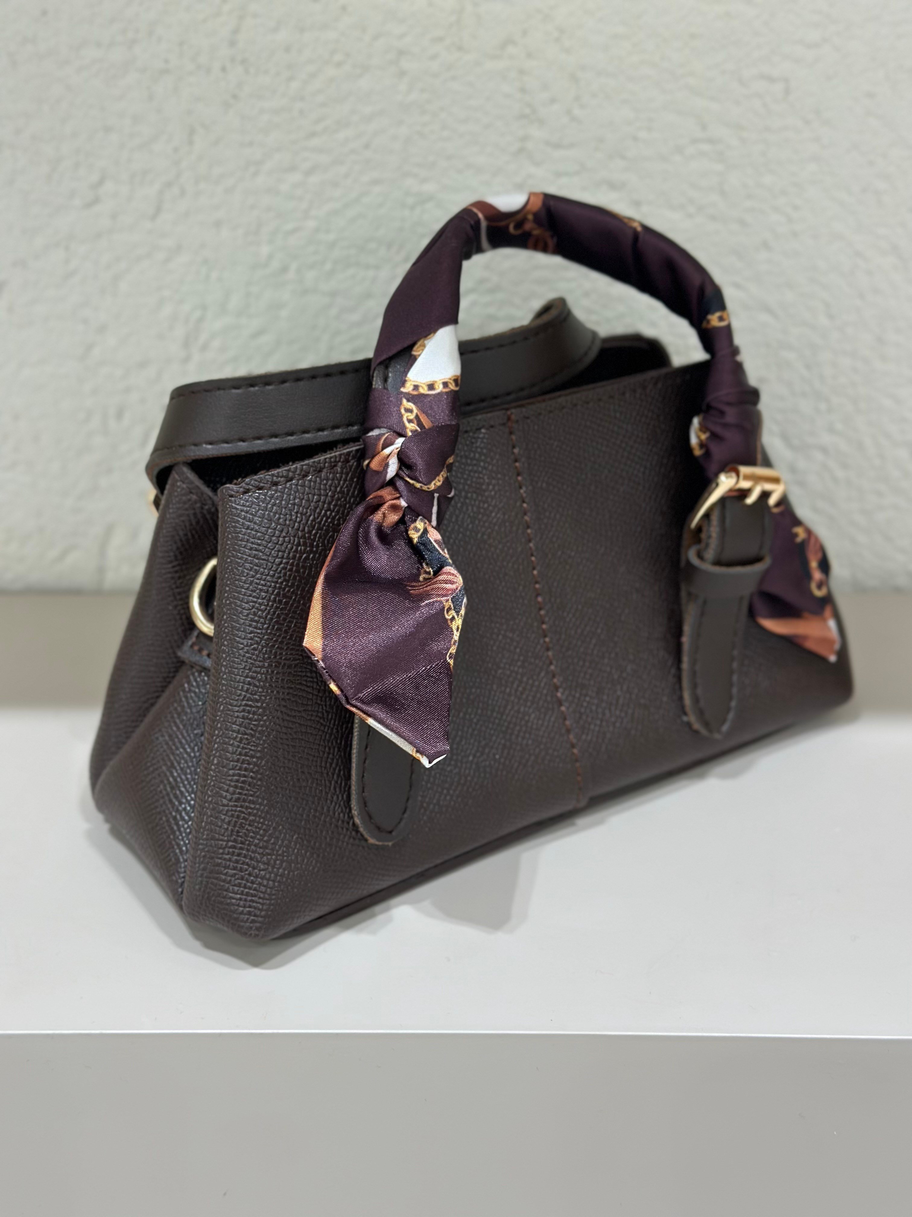 Mini Saten Detaylı Çanta Acı Kahve
