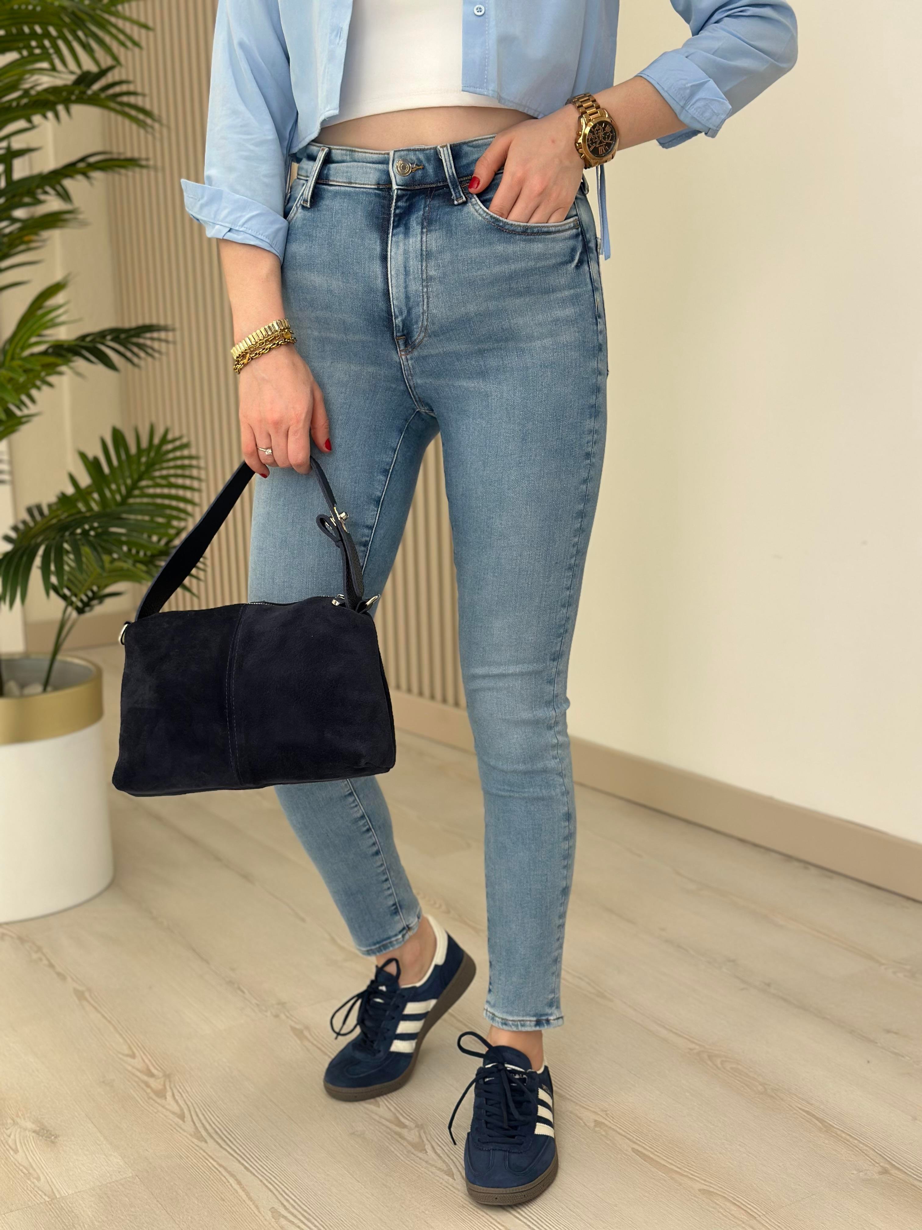 Orj. Marka Buz Mavi Ultra Yüksek Bel Likralı Jean