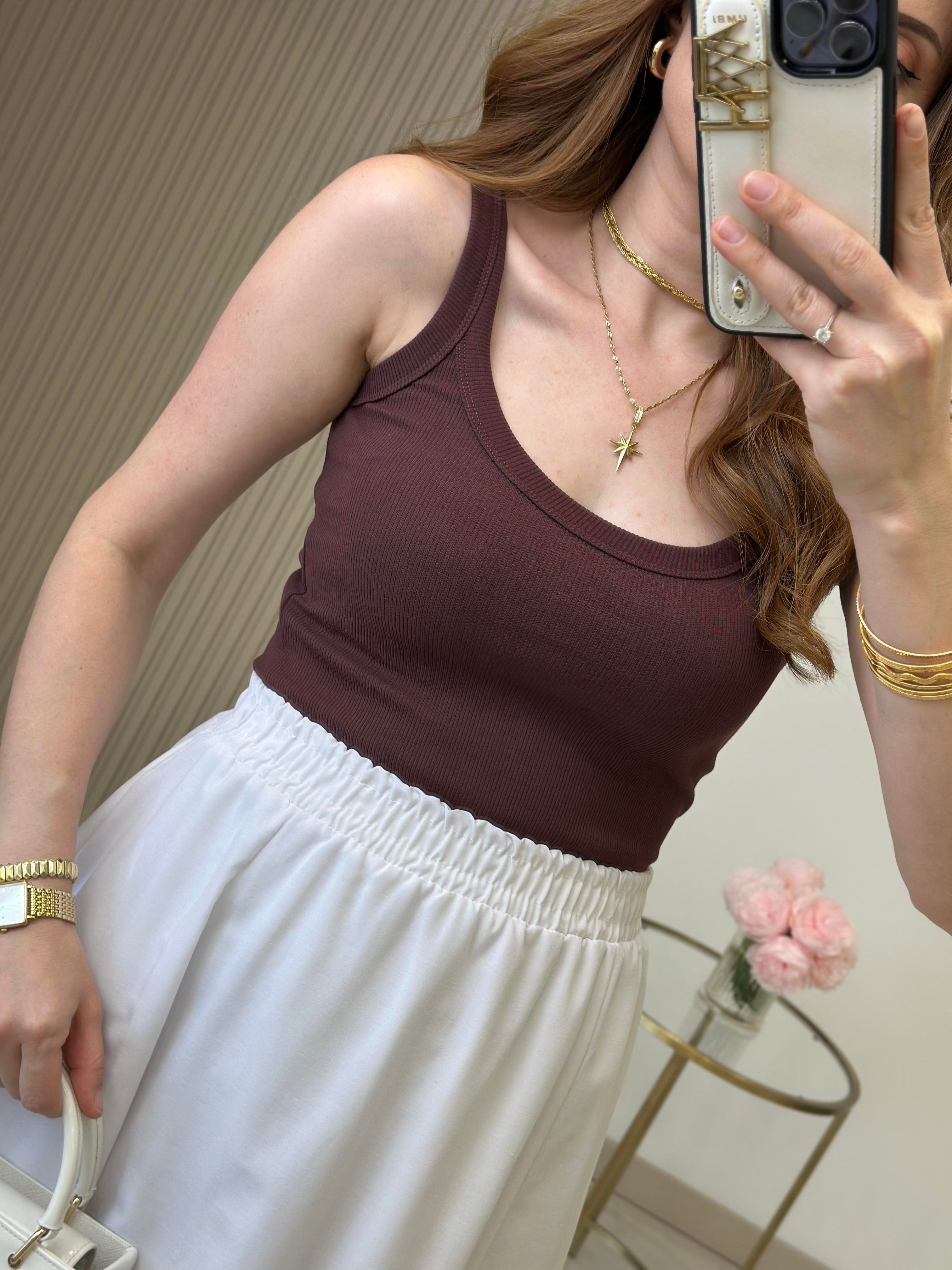 Orj. Marka Fitilli Kalın Askılı Basıc Kahve