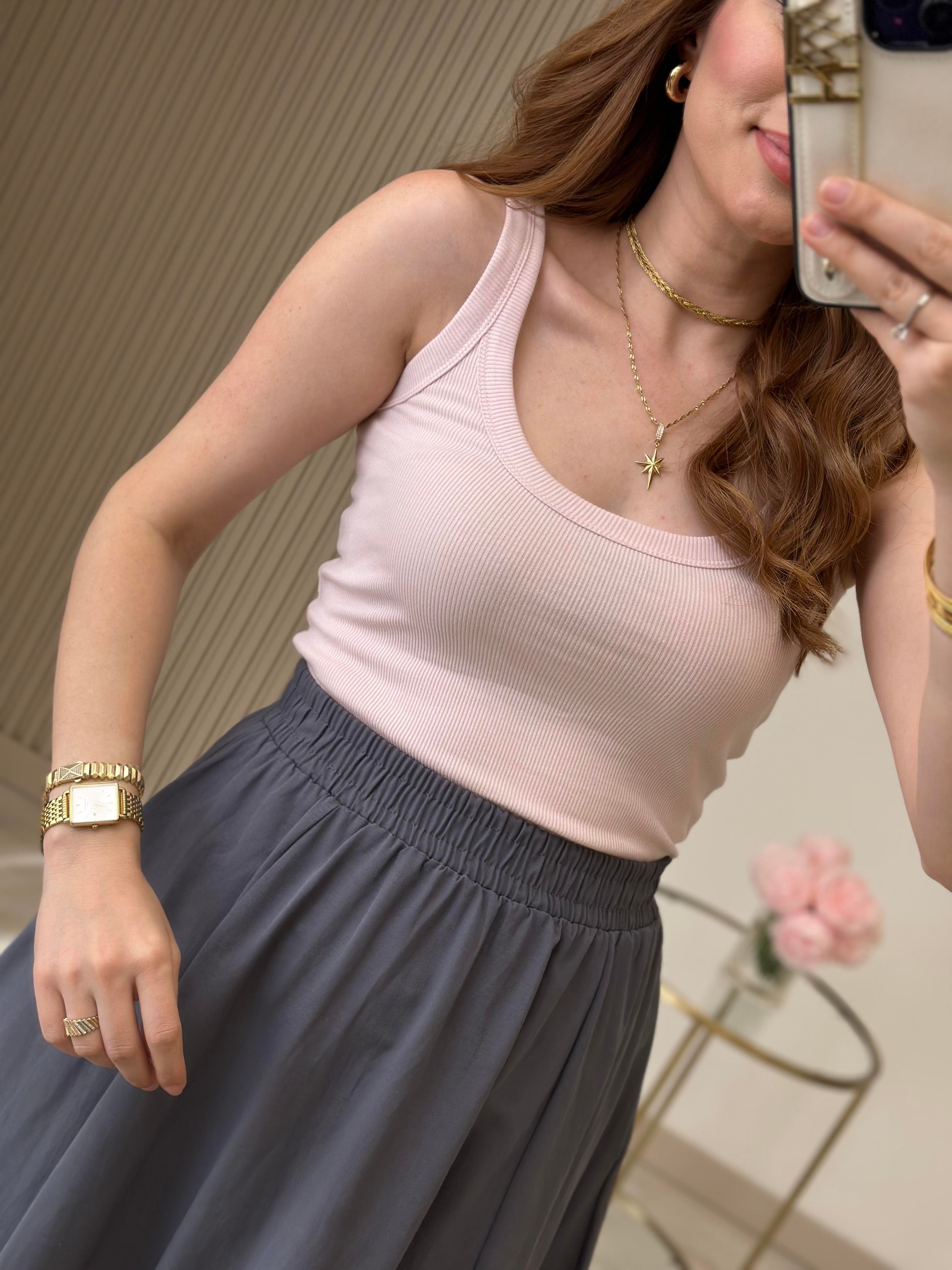 Orj. Marka Fitilli Kalın Askılı Basıc Toz Pembe