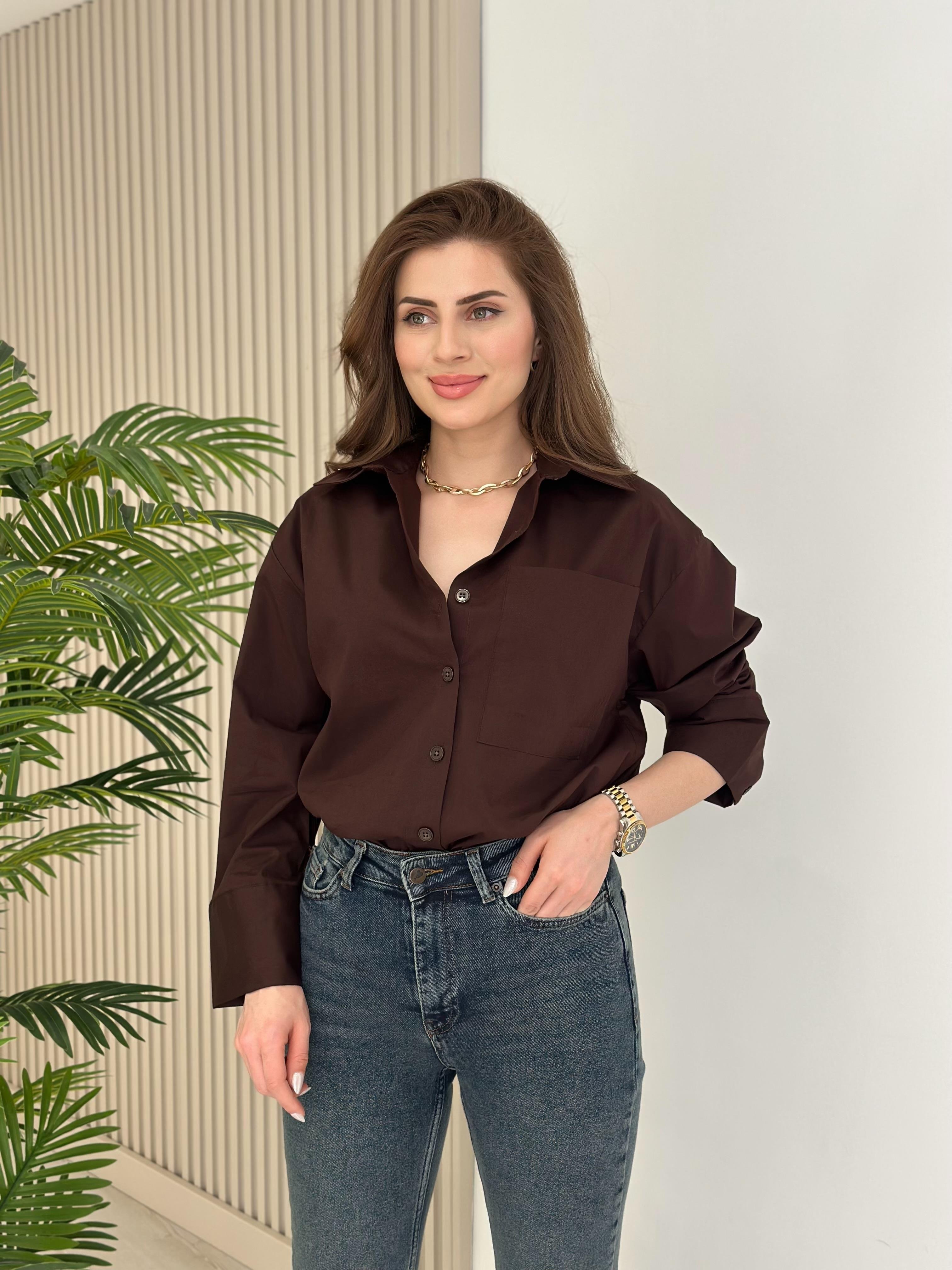 Premium Kalite Poplin Oversıze Gömlek Kahve