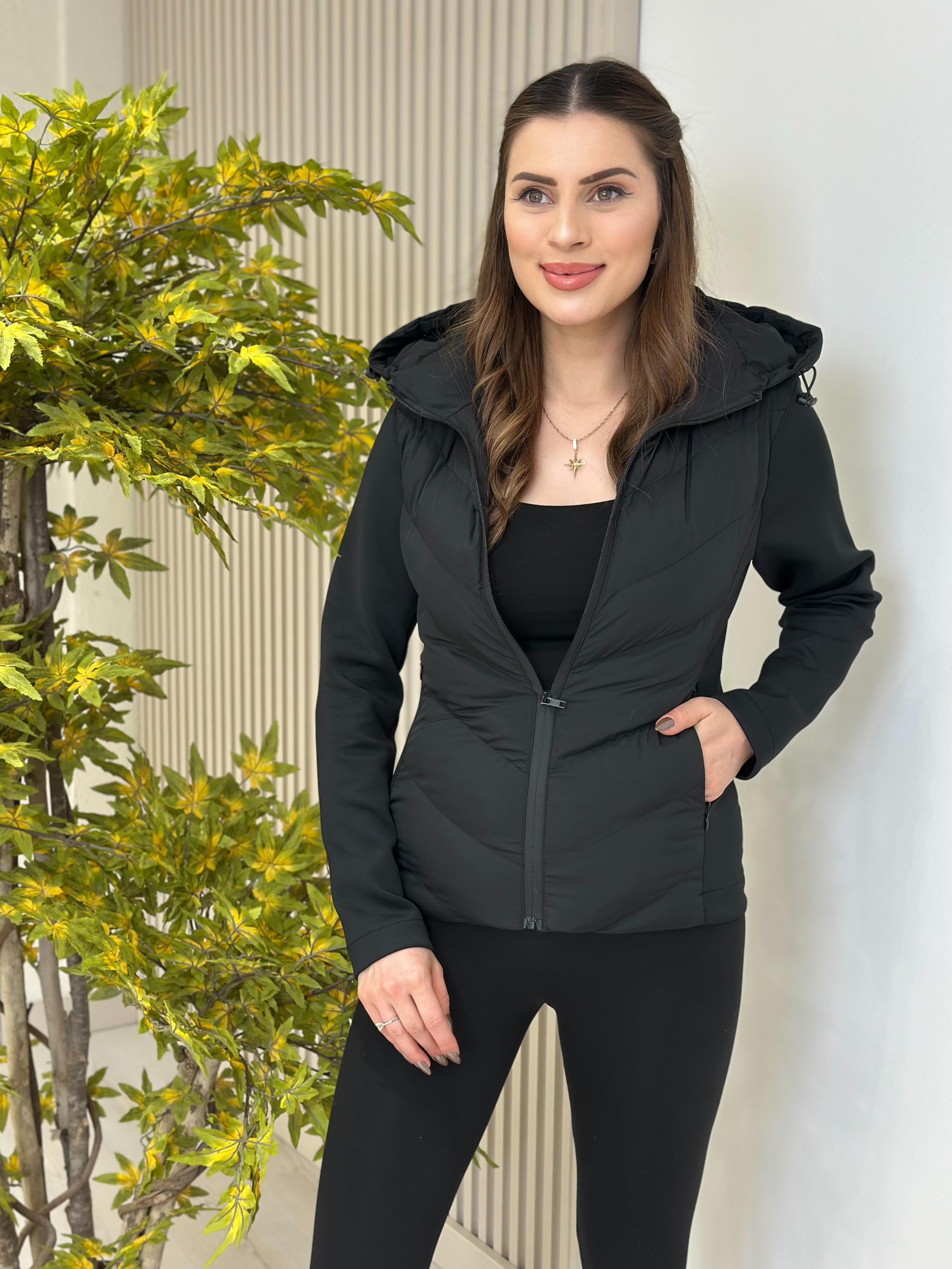 Scuba Kollu Marka Model Şişme Mont Siyah 