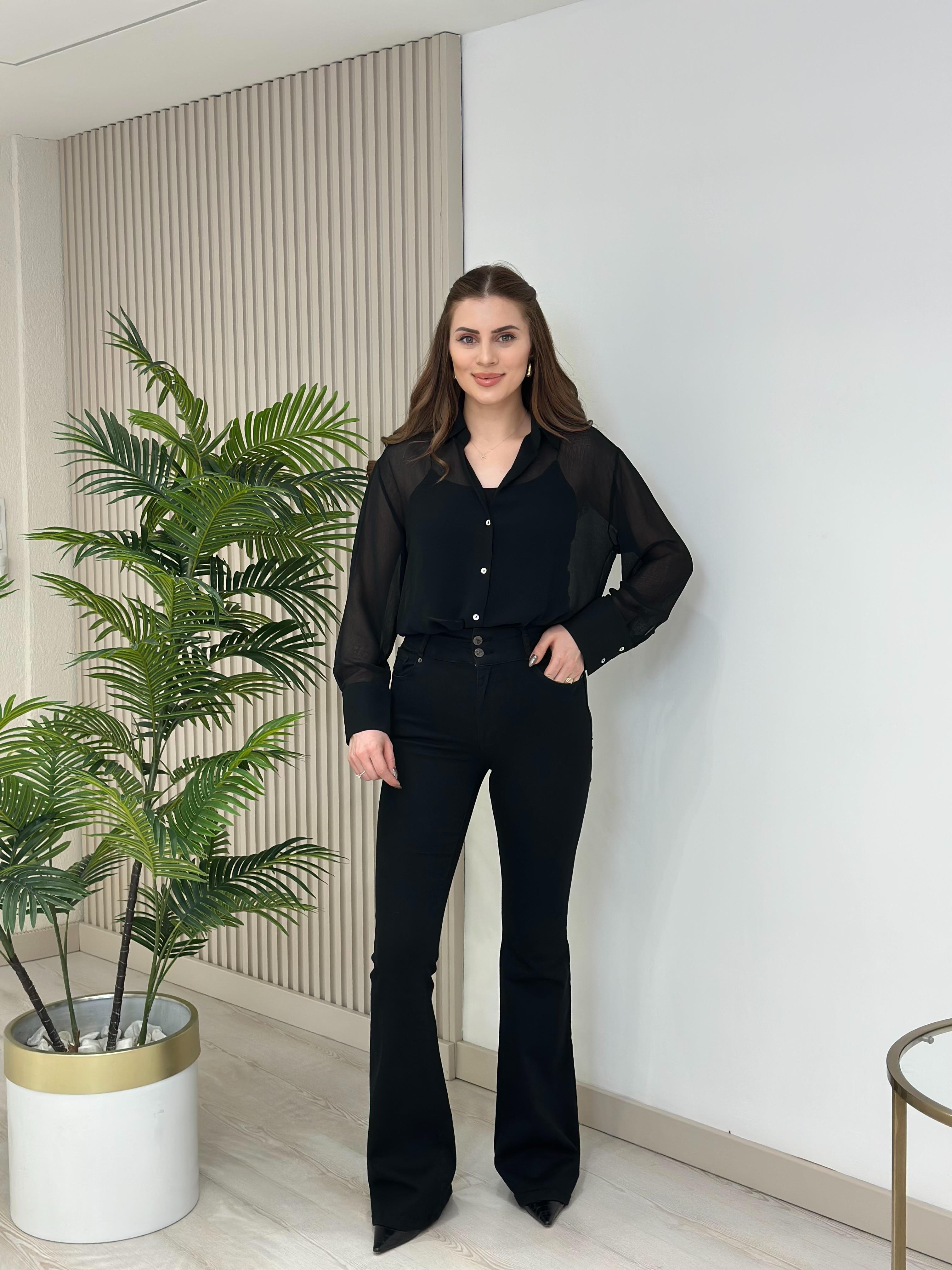 Şifon Marka Model Gömlek Siyah