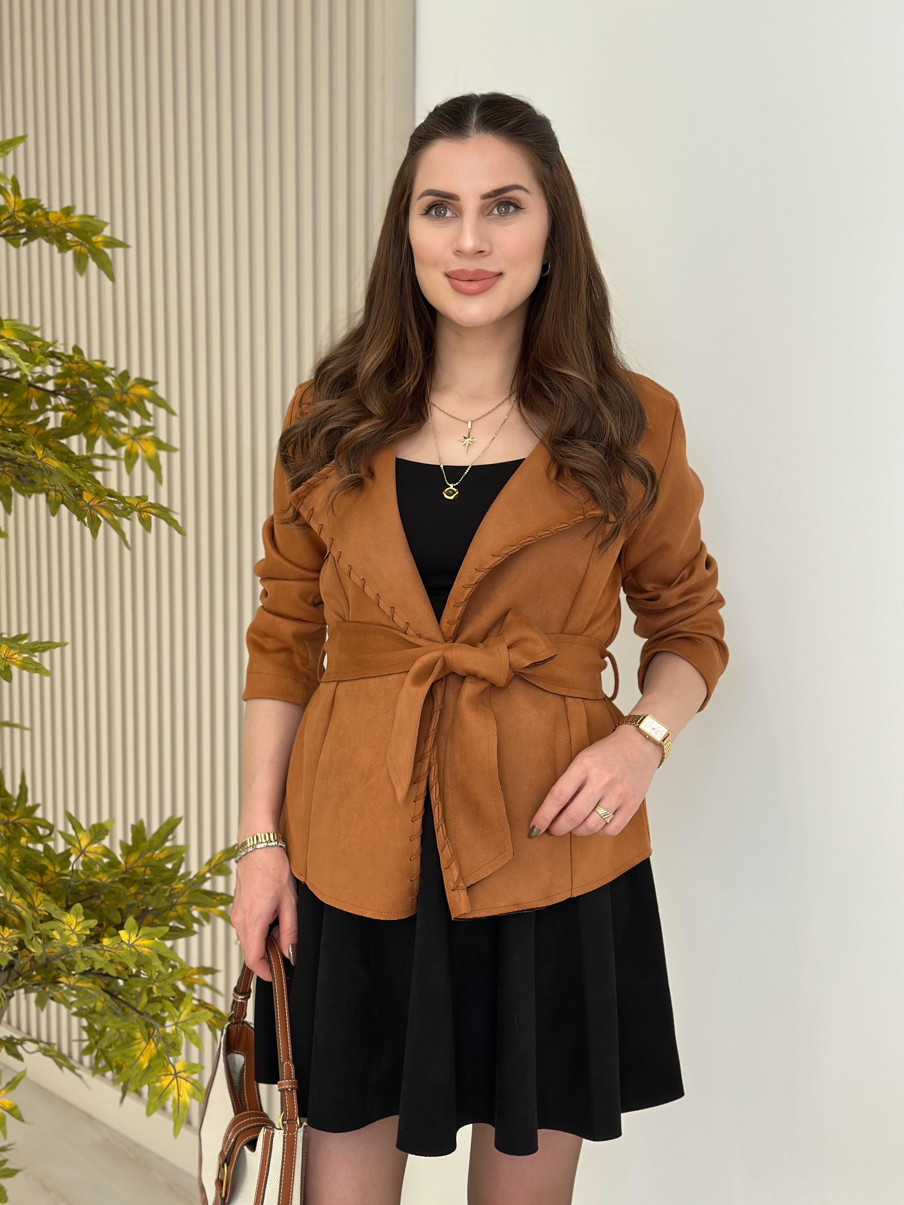 Süet Tasarım Ceket Taba