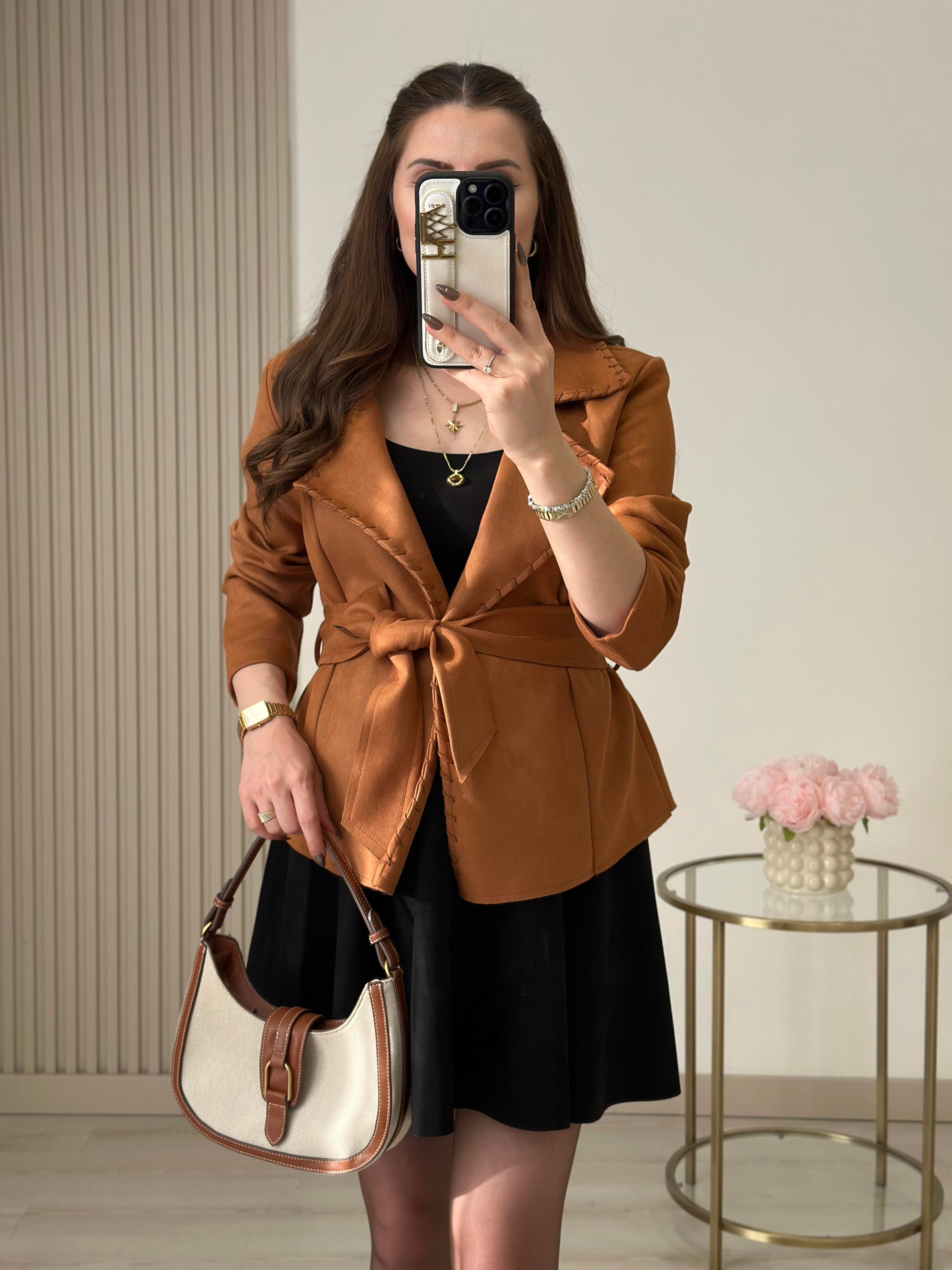 Süet Tasarım Ceket Taba